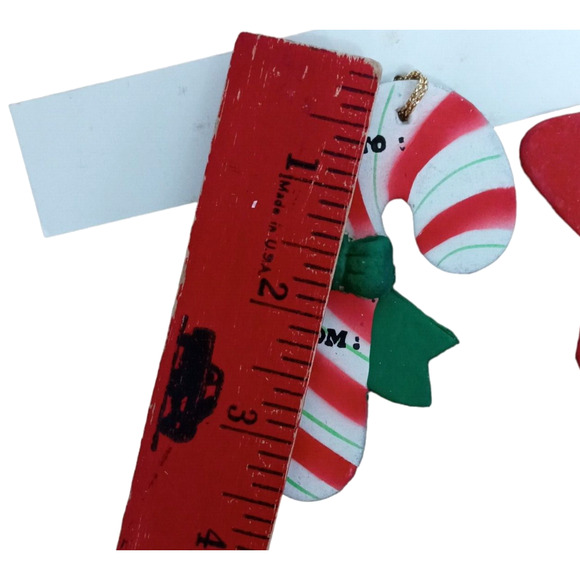 🎁 Vintage Ornament Gift Tags Candy Cane & Red Stars Set of 3 🎄🌟🍬 - Picture 10 of 12